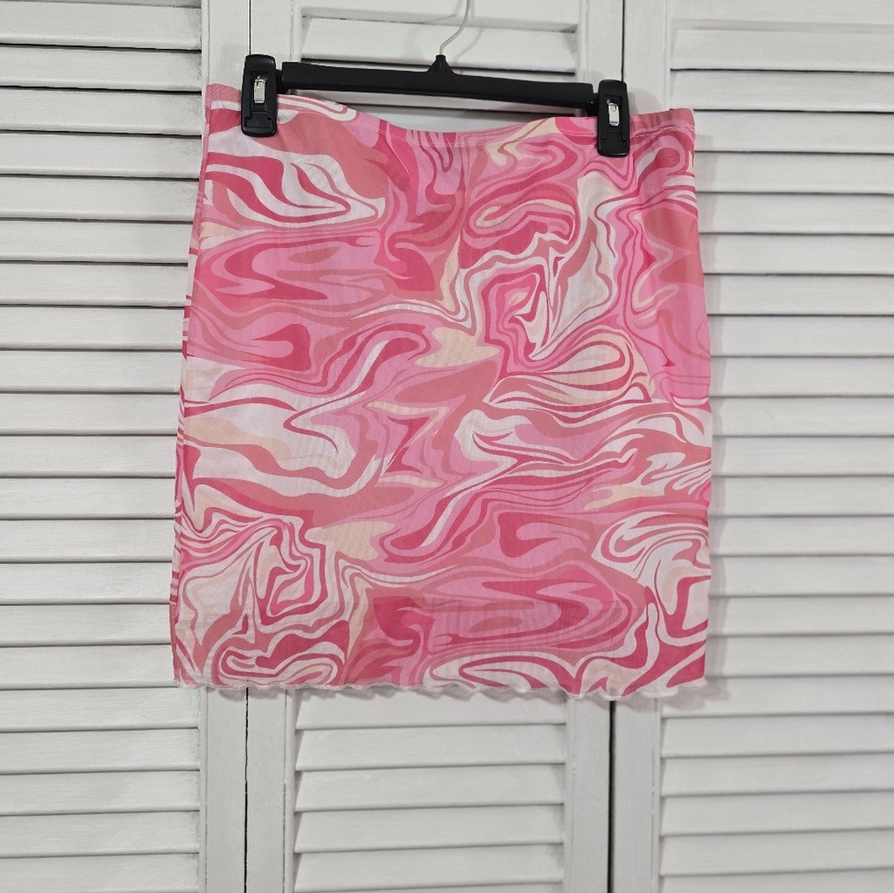 SHEIN Pink Swirl Pencil Skirt